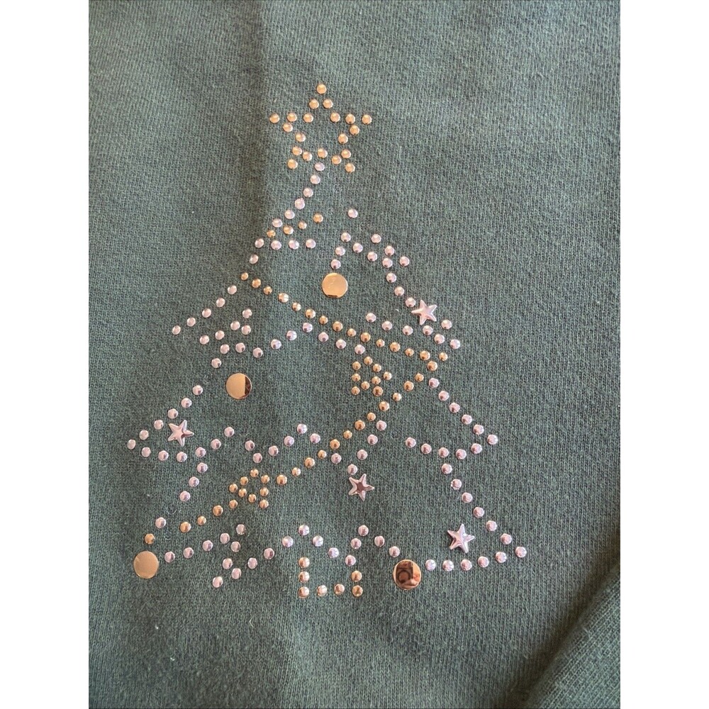 VTG 90s Tultex Green Christmas Tree Sweatshirt Large Coquette Granola Girl - Picture 8 of 11